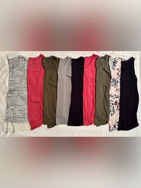 Set of 9 Maternity Tops - Sleeveless, Short and Long-Sleeve - Size Medium